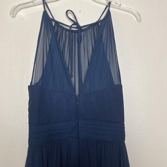 NEW Samantha Paige navy blue chiffon halter sweetheart maxi bridesmaid dress 6 - Picture 4 of 11